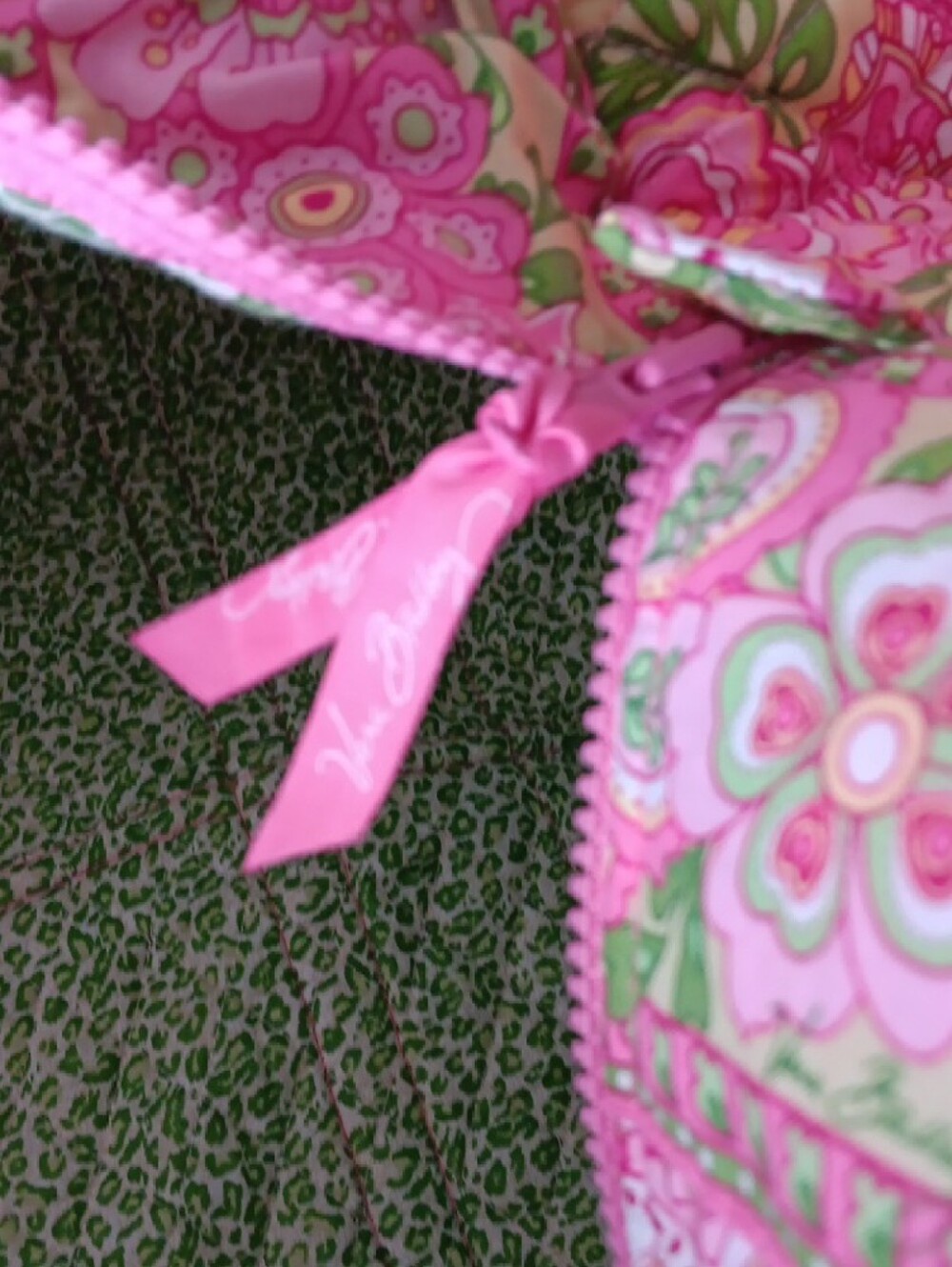 Vera Bradley Pink & Green Quilted Floral Travel Duffel - Picture 4 of 5
